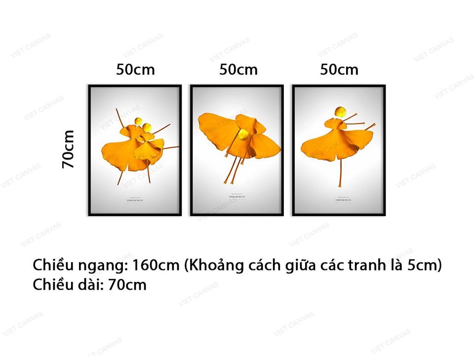 Bộ 3 Tranh Cánh Hoa Hình Cô Gái Đang Nhảy - VD305