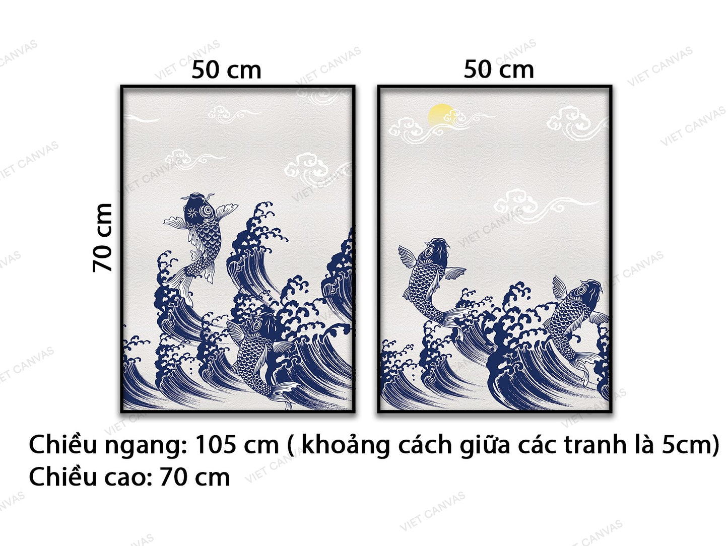 Bộ 2 Tranh Cá Chép Nghịch Sóng - VD417