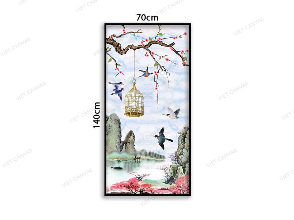Tranh Chim Hót Dưới Nhành Hoa Đào - VD020