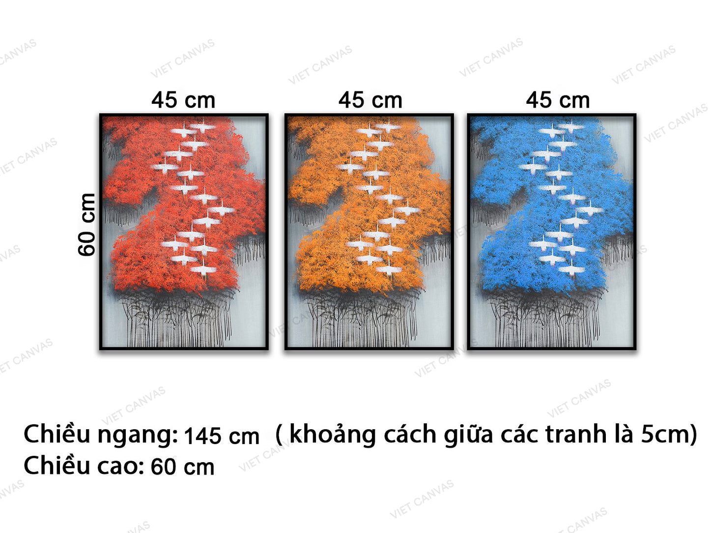 Bộ 3 Tranh Đàn Chim Bay - VD181