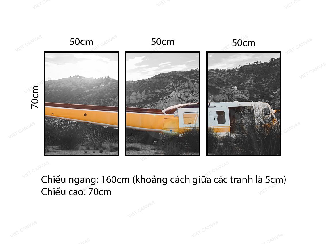 Bộ 3 Tranh Chiếc Máy Bay Giữa Núi - VD509