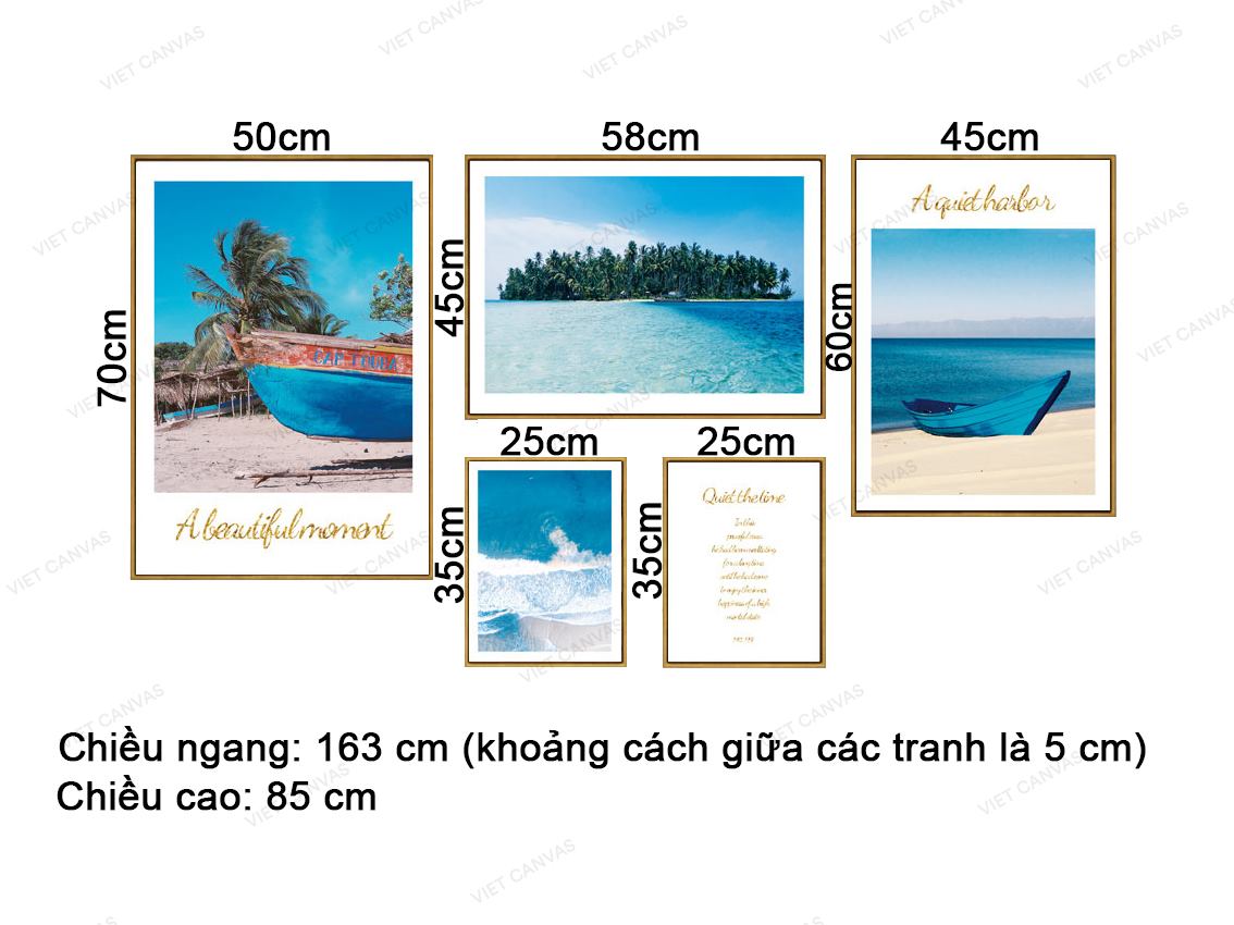 Bộ 5 Tranh Biển Trời Trong Xanh - VK134