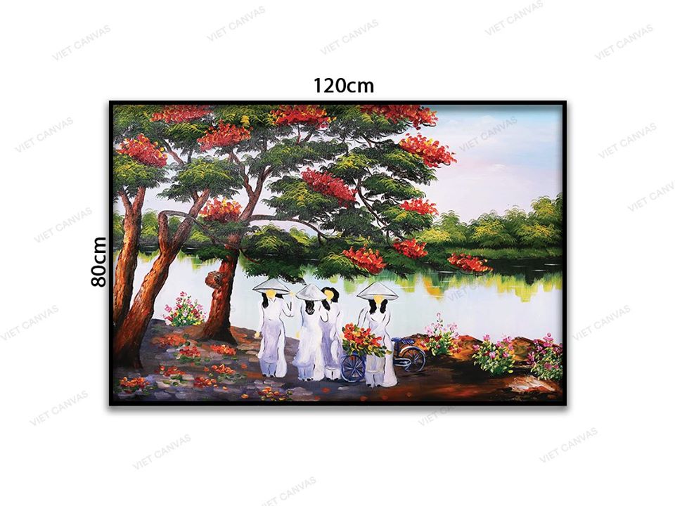 Tranh Chiếc Áo Dài Thướt Tha Dưới Bóng Phượng - VD215