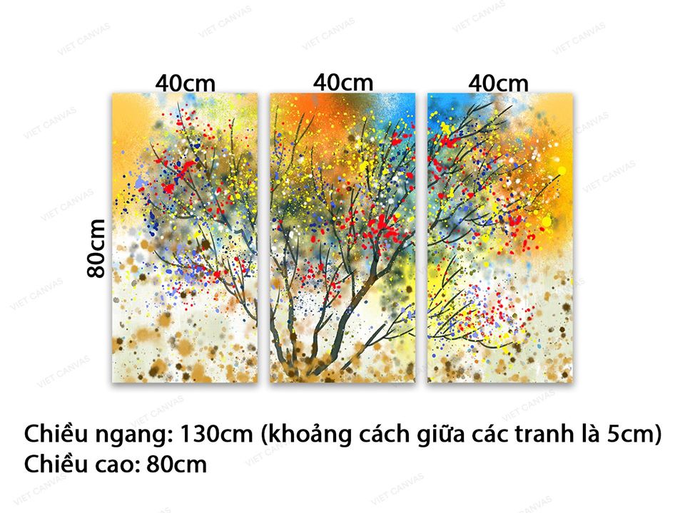 Bộ 3 Tranh Cây Sắc Màu Rực Rỡ - VD692