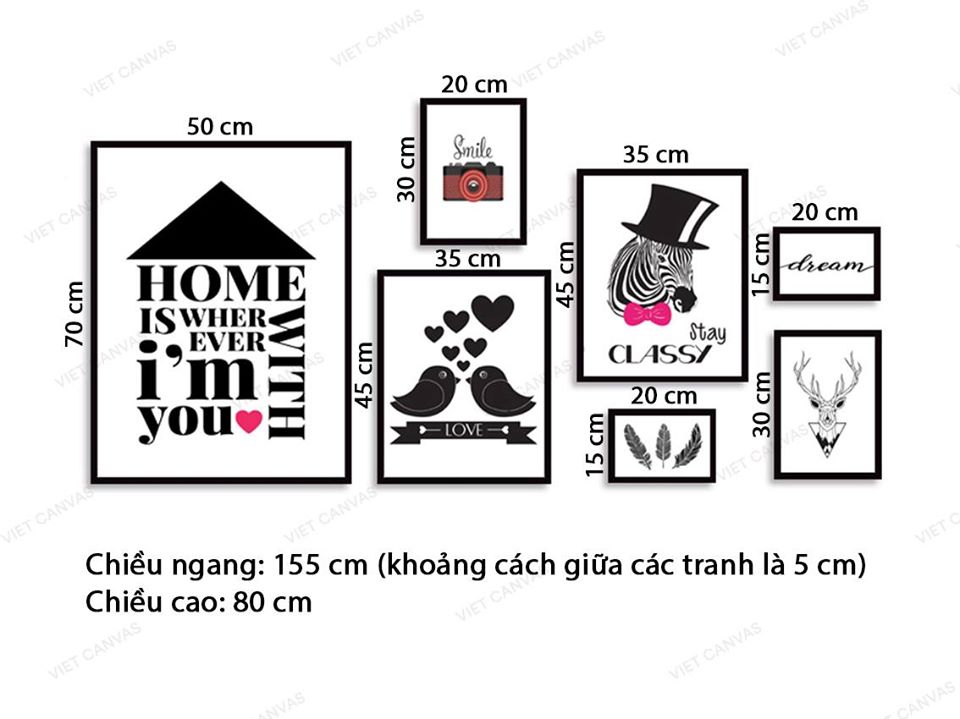 Bộ 7 Tranh Quotes Xinh Xắn - VK005