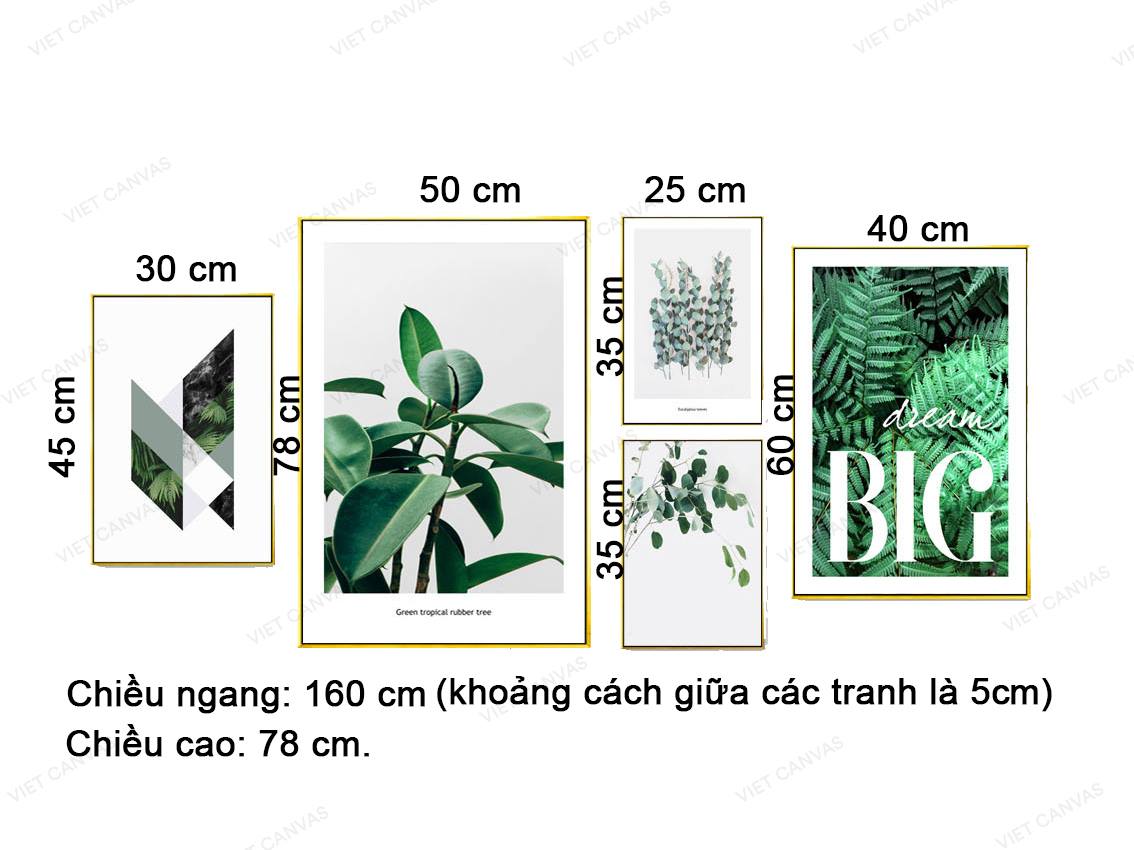 Bộ 5 Tranh Lá Cây Xanh Tốt - VZ029.1