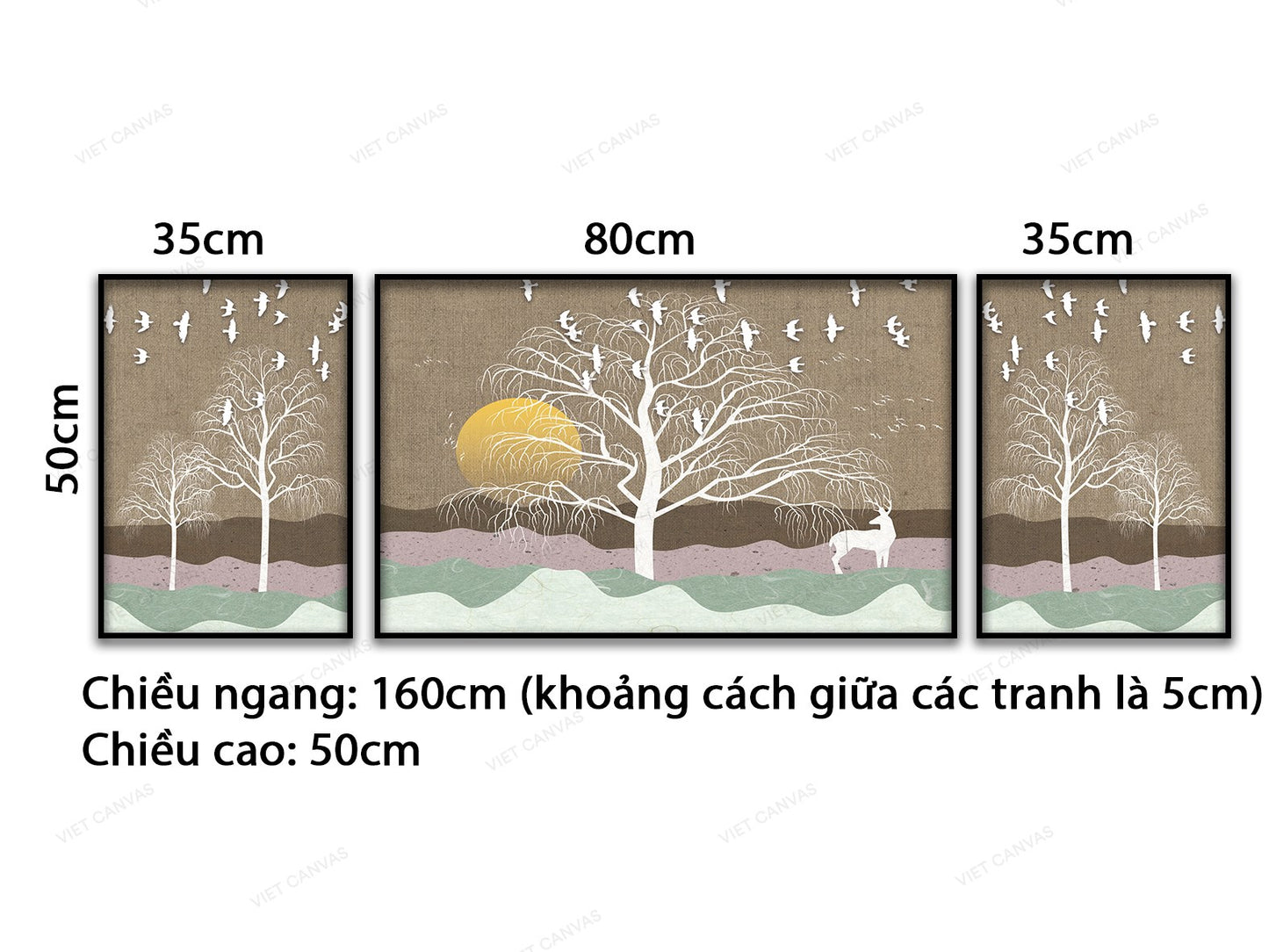 Bộ 3 Tranh Nai Giữa Khu Rừng - VD271