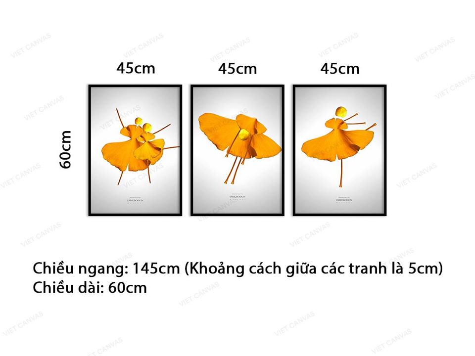 Bộ 3 Tranh Cánh Hoa Hình Cô Gái Đang Nhảy - VD305