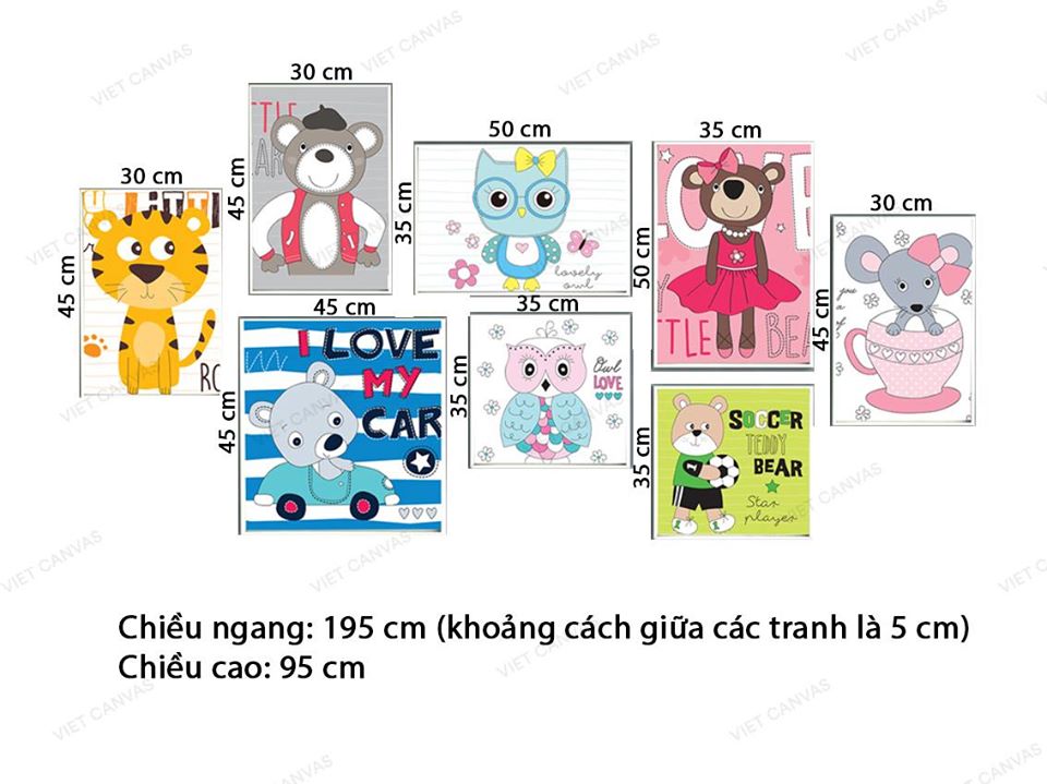 Bộ 8 Tranh Động Vật Dễ Thương - VK026