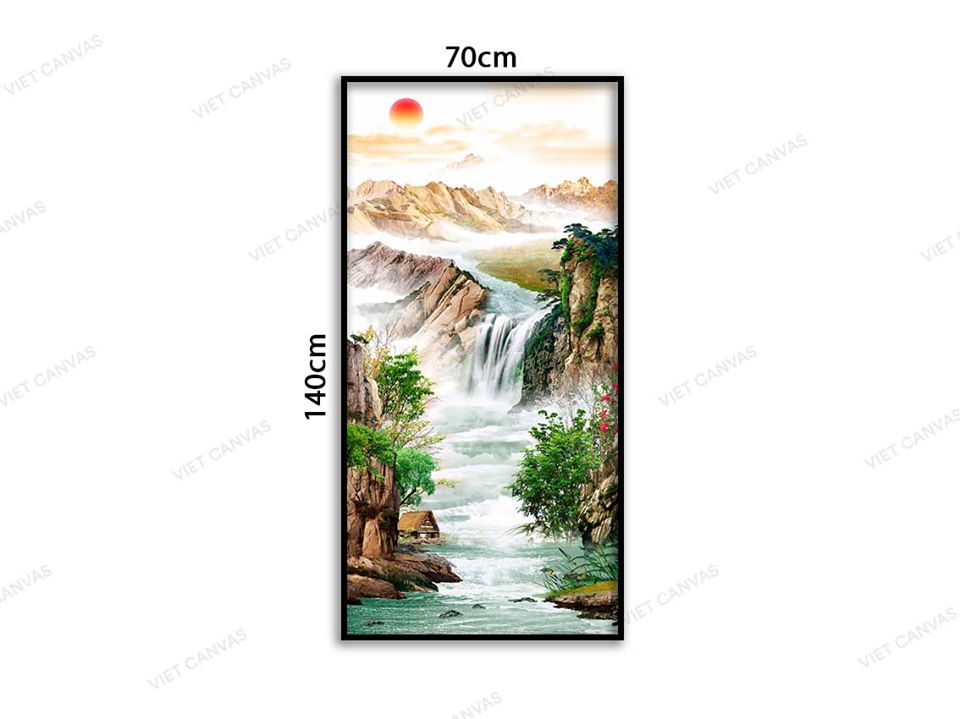 Tranh Ngôi Nhà Nhỏ Bên Thác Nước Rộng Lớn - VD006