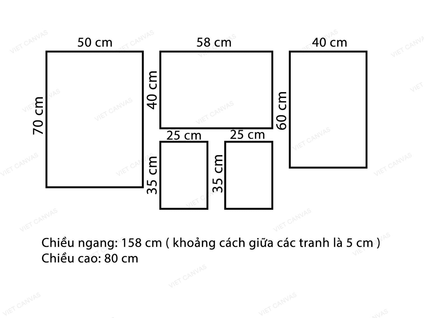 Bộ 5 Tranh Lá Cây, Sa Mạc Và Nhành Hoa Trắng Xinh - VZ445
