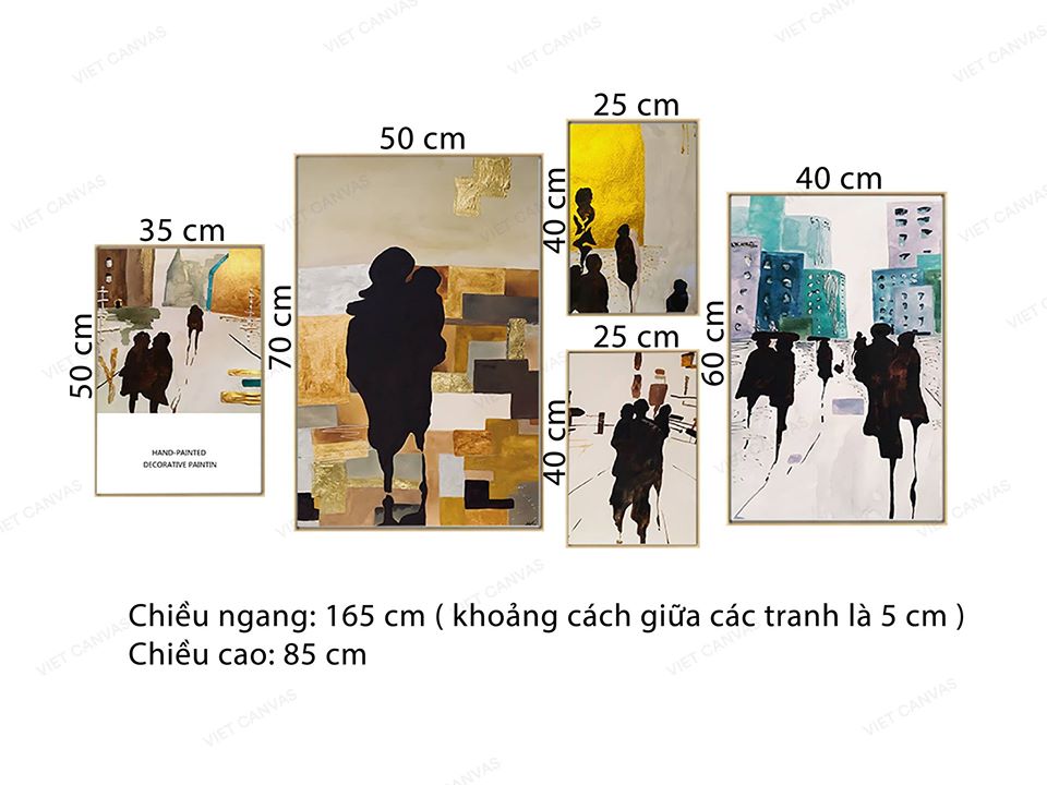 Bộ 5 Tranh Nghệ Thuật Hoạt Động Của Con Người Trên Đường Phố - VZ418.2