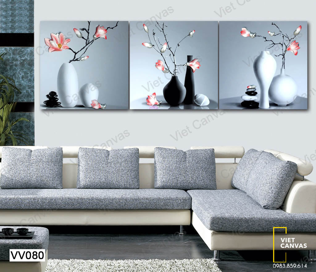 Bộ 3 Tranh Bình Hoa Mộc Lan - VV080