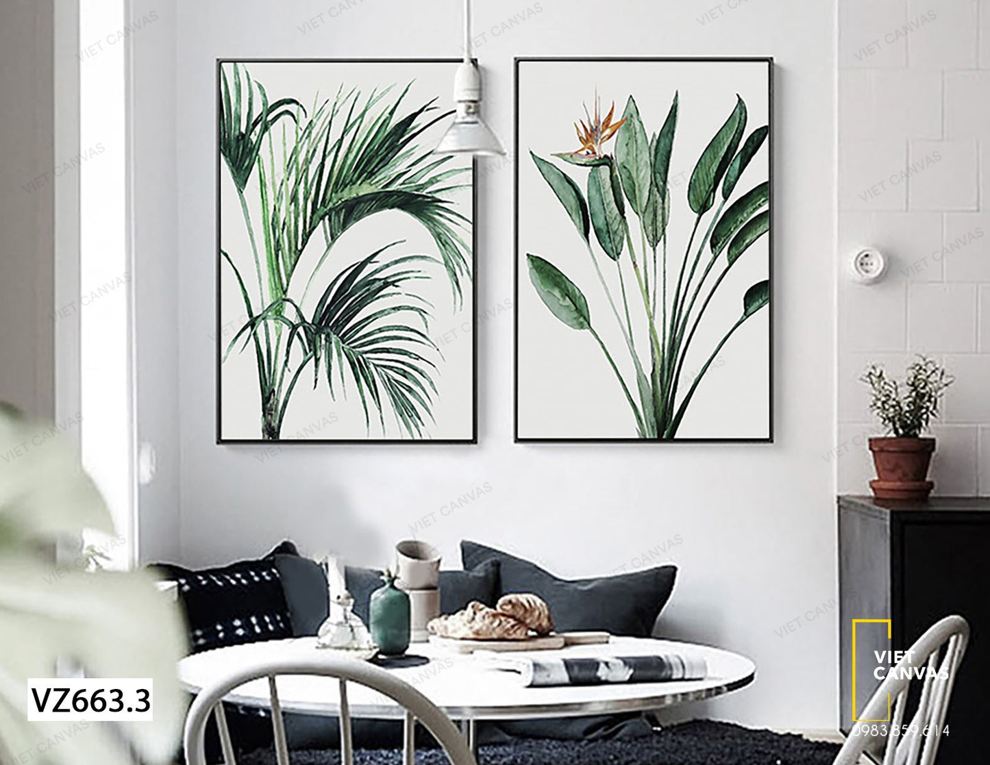 Bộ 2 Tranh Cành Lá Xanh Tươi - VZ663.3