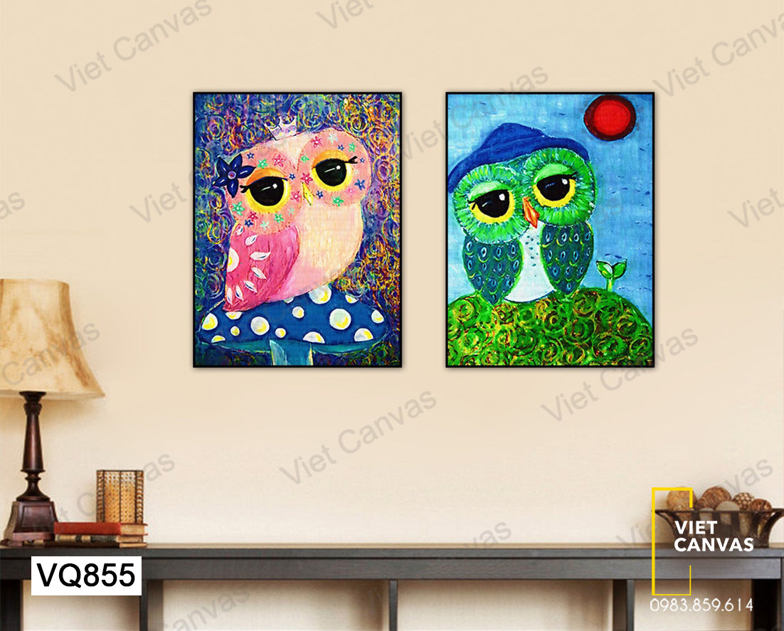 Bộ 2 Tranh Chim Cú Mèo - VQ855