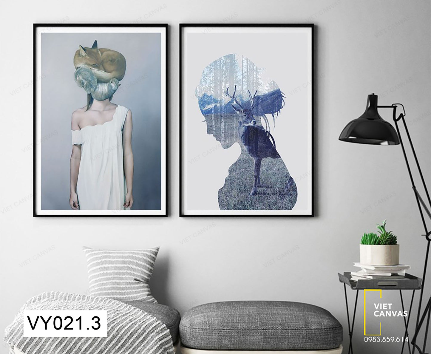 Bộ 2 Tranh Cô Gái Và Hươu - VY021.3