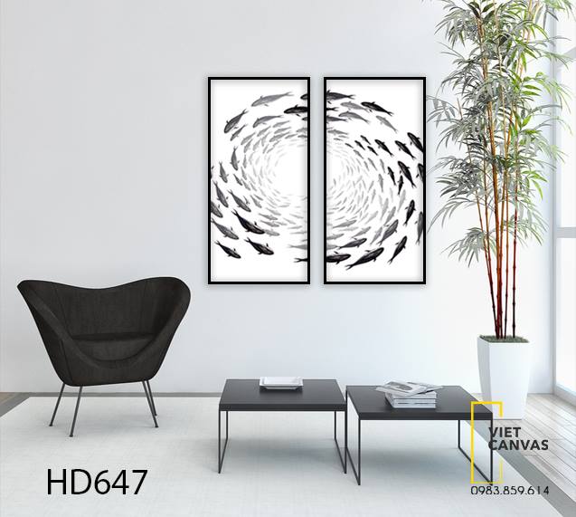 Bộ 2 Tranh Đàn Cá Tung Tăng - HD647