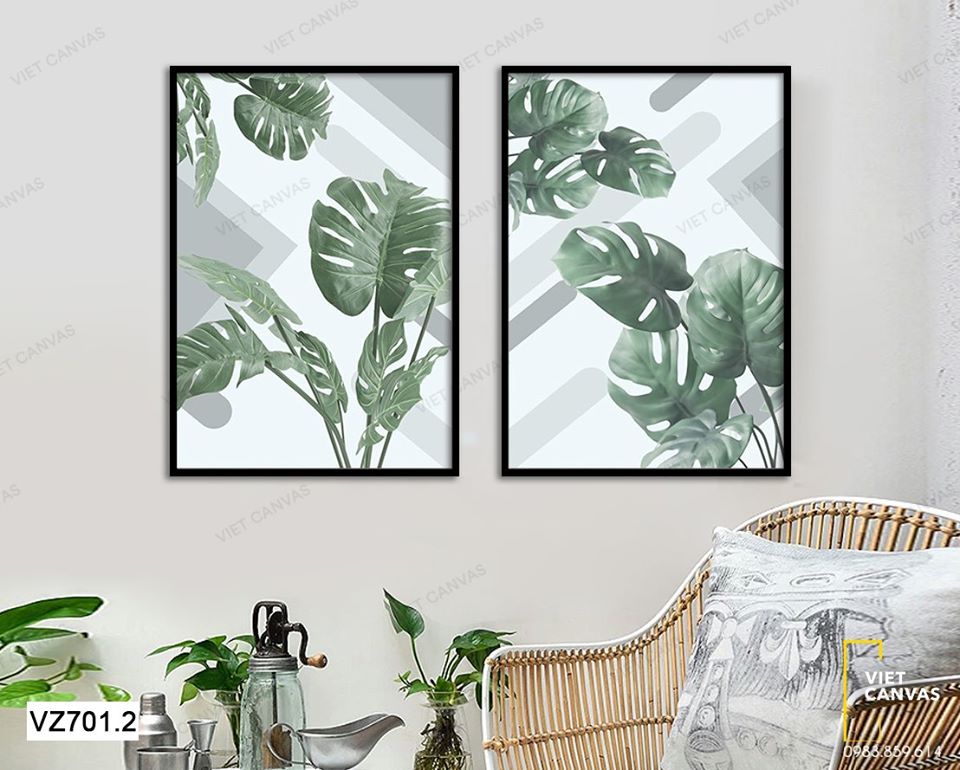 Bộ 2 Tranh Nhành Lá Cây Xanh - VZ701.2
