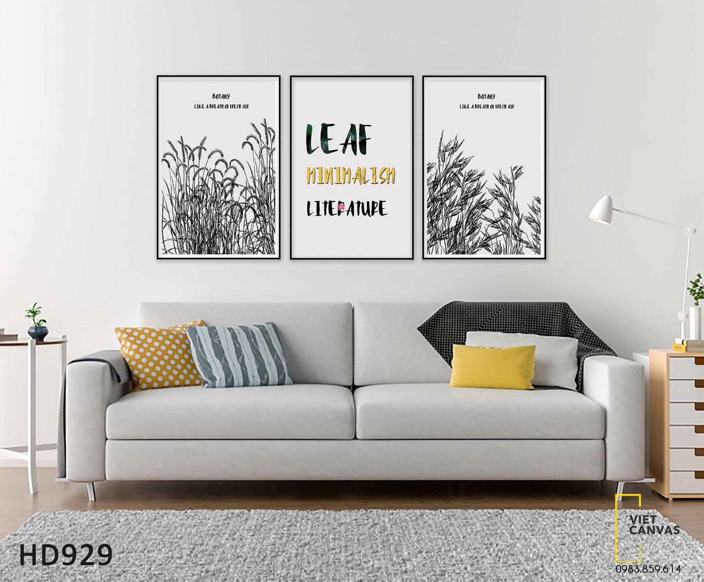 Bộ 3 Tranh Cánh Đồng Cỏ Và Quotes - HD929