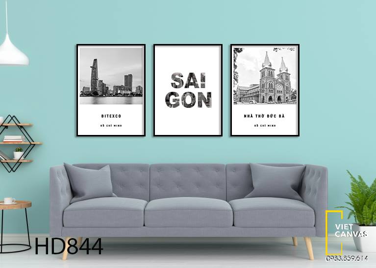 Bộ 3 Tranh Khung Cảnh Sài Gòn Và Quotes - HD844