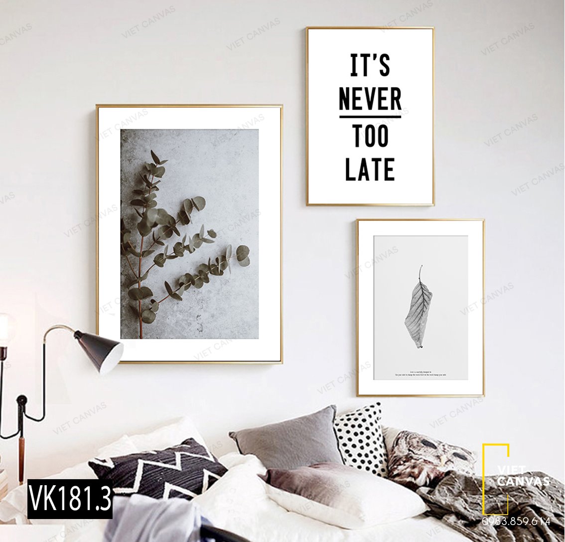 Bộ 3 Tranh Cành Lá Cây Và Quotes - VK181.3
