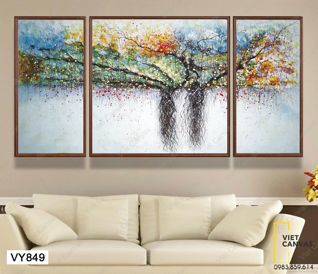 Bộ 3 Tranh Cây Hoa Nhiều Màu Sắc - VY849