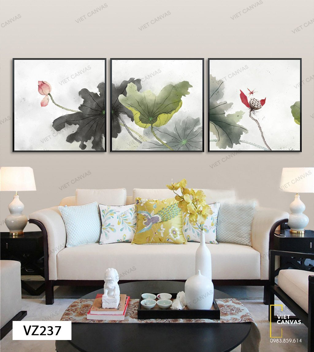 Bộ 3 Tranh Đầm Sen - VZ237