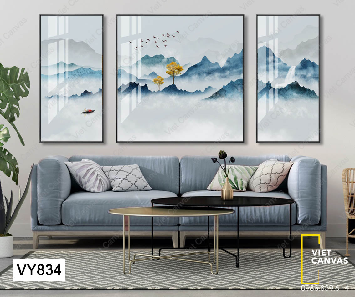 Bộ 3 Tranh Đồi Núi Cao Vút - VY834
