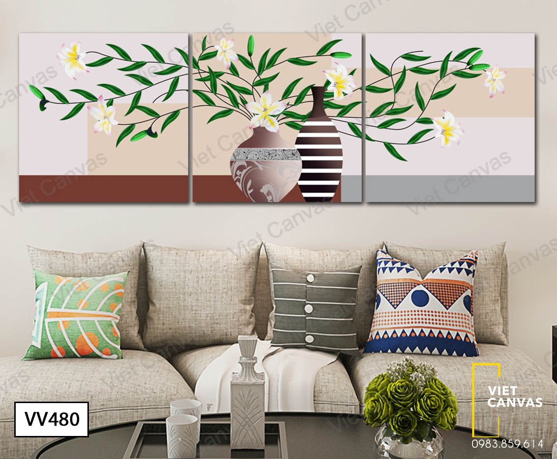 Bộ 3 Tranh Lọ Hoa - VV480
