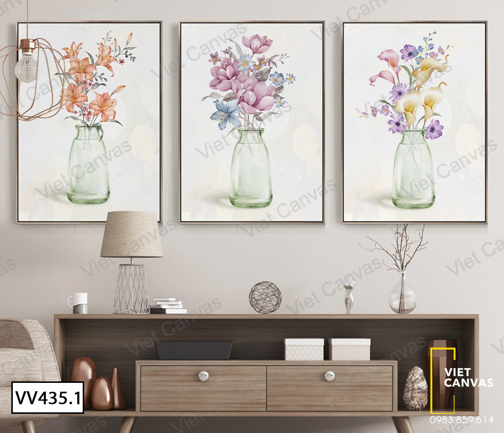 Bộ 3 Tranh Lọ Hoa Xinh - VV435.1