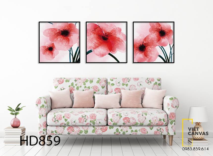 Bộ 3 Tranh Sắc Hoa Tuyệt Đẹp - HD859