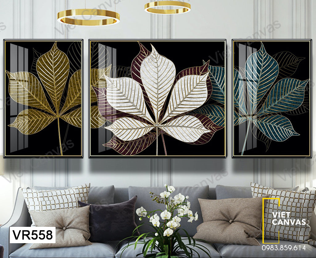 Bộ 3 Tranh Sắc Màu Lá Cây - VR558