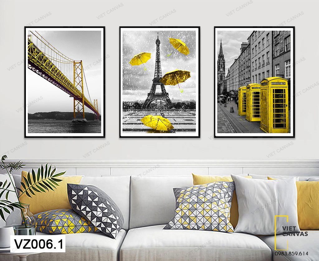 Bộ 3 Tranh Thành Phố Paris Xinh Đẹp - VZ006.1