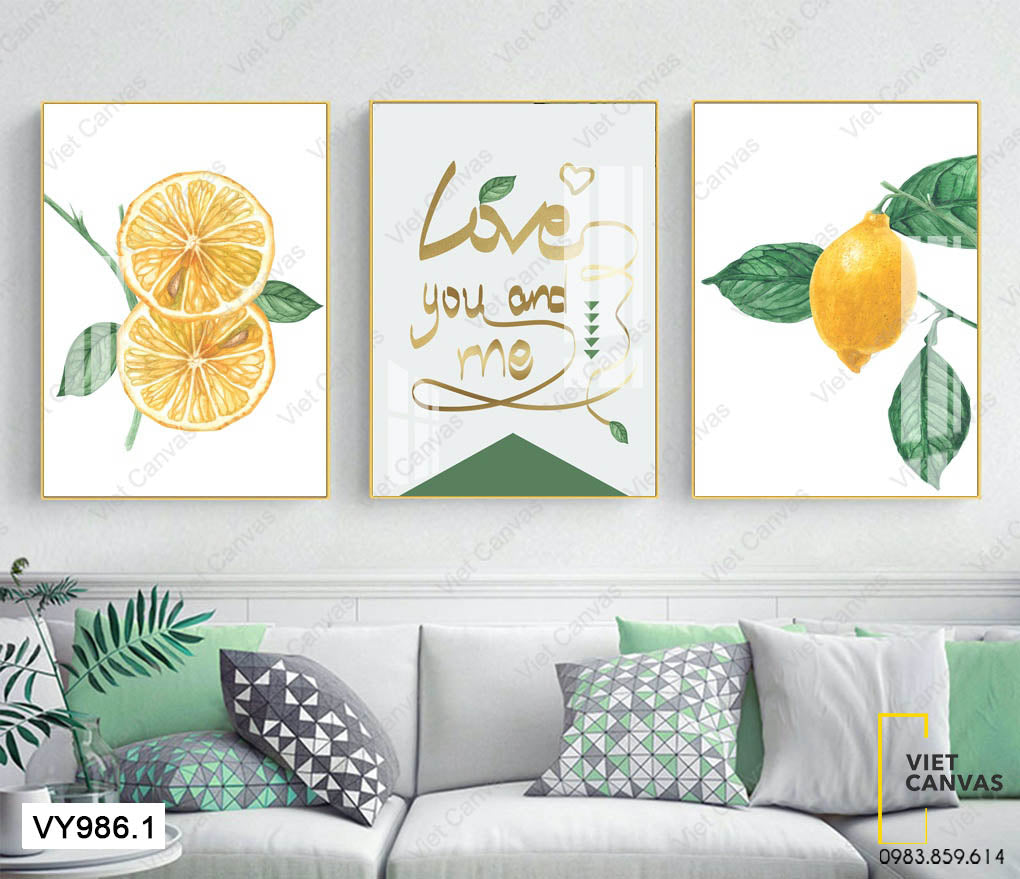 Bộ 3 Tranh Trái Chanh Vàng Và Quotes - VY986.1