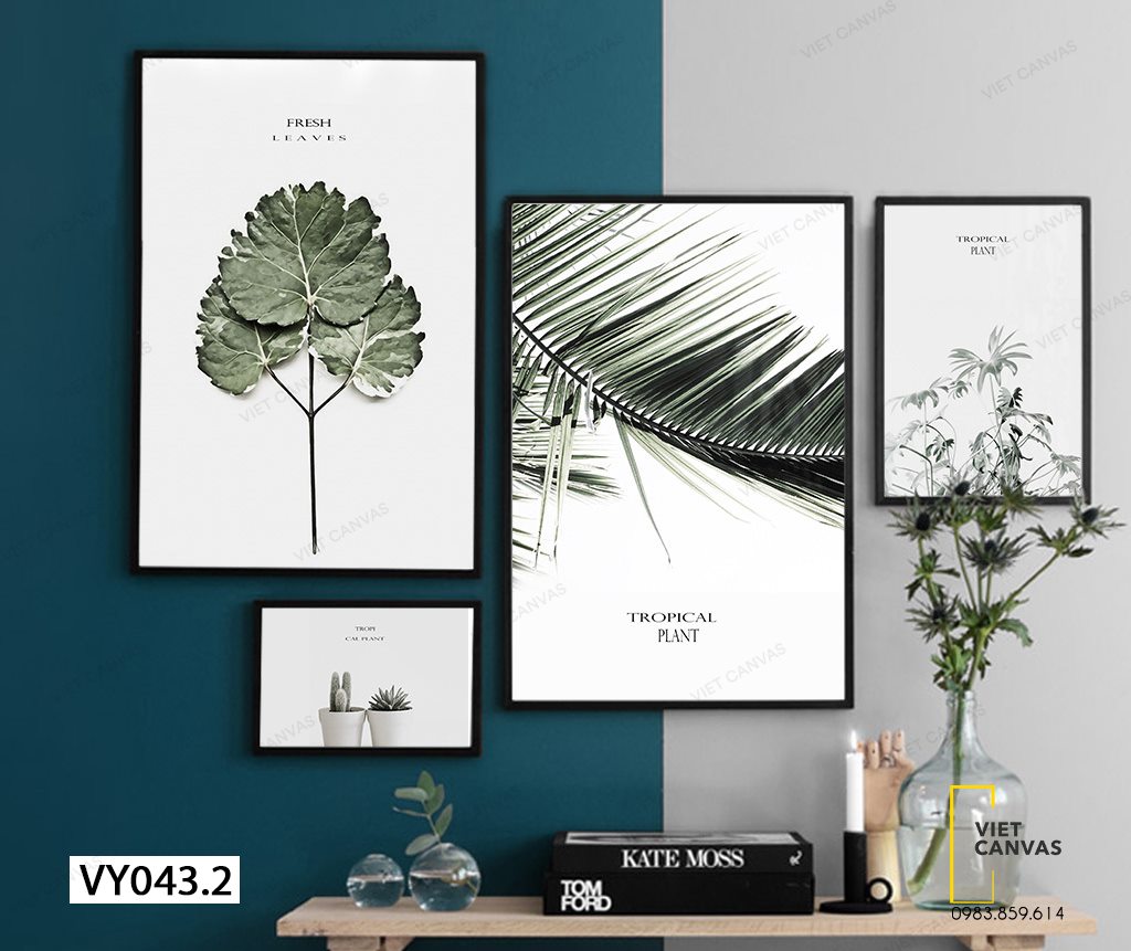 Bộ 4 Tranh Cành Lá Cây Xanh - VY043.2