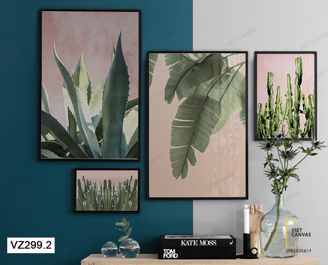 Bộ 4 Tranh Xương Rồng, Lô Hội Và Tàu Lá Chuối - VZ299.2