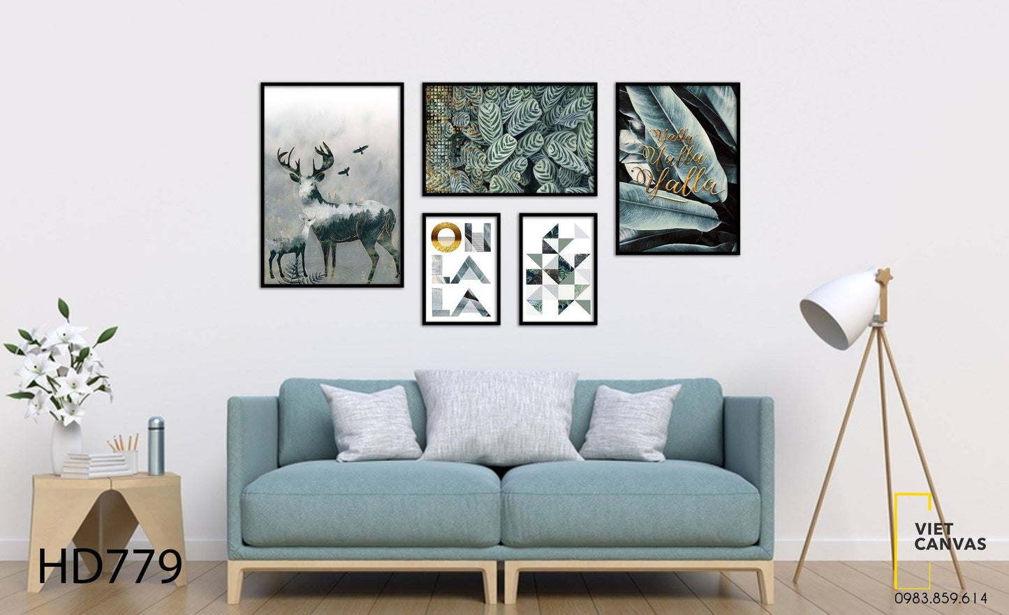 Bộ 5 Tranh Hươu, Vườn Lá Cây Và Quotes Ohlala - HD779