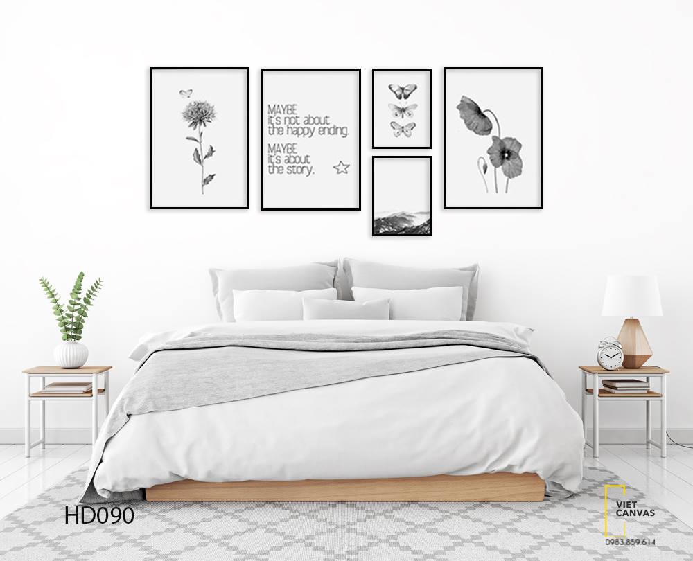 Bộ 5 Tranh Hoa, Bướm Và Quotes - HD090