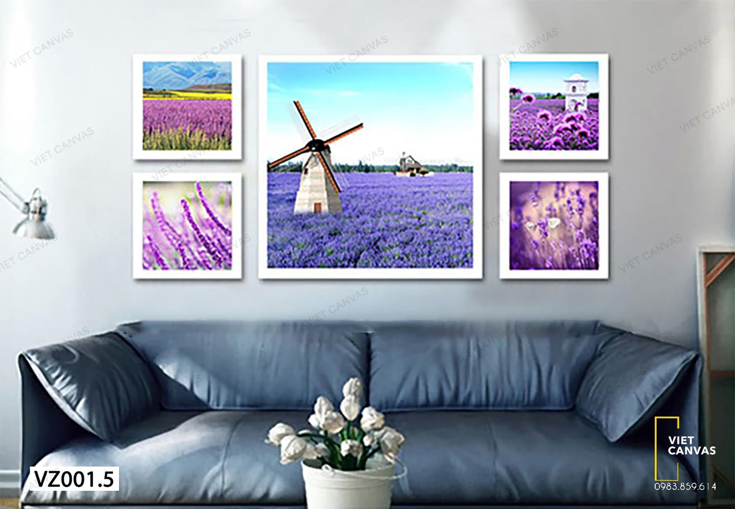 Bộ 5 Tranh Hoa Lavender Toả Hương Sắc - VZ001.5