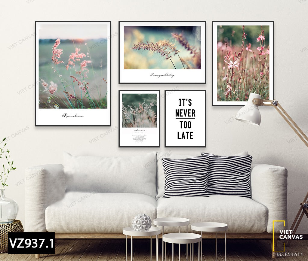 Bộ 5 Tranh Vườn Hoa Và Quotes - VZ937.1