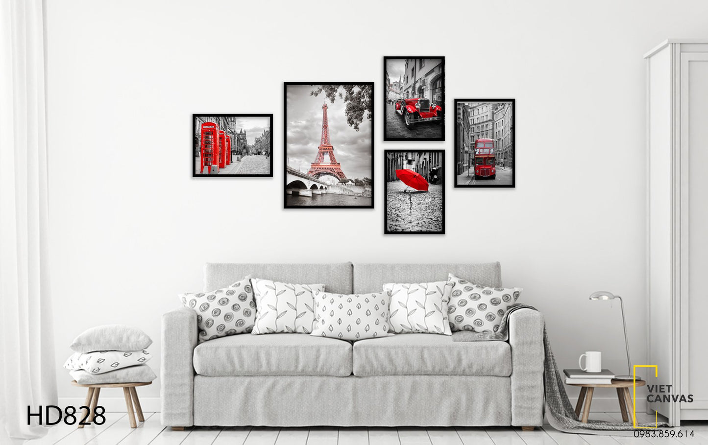 Bộ 5 Tranh Vẻ Đẹp London Và Paris - HD828