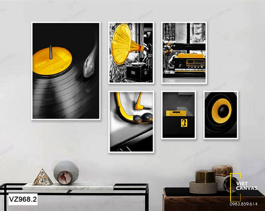 Bộ 6 Tranh Dụng Cụ Phát Nhạc Cổ Điển - VZ968.2