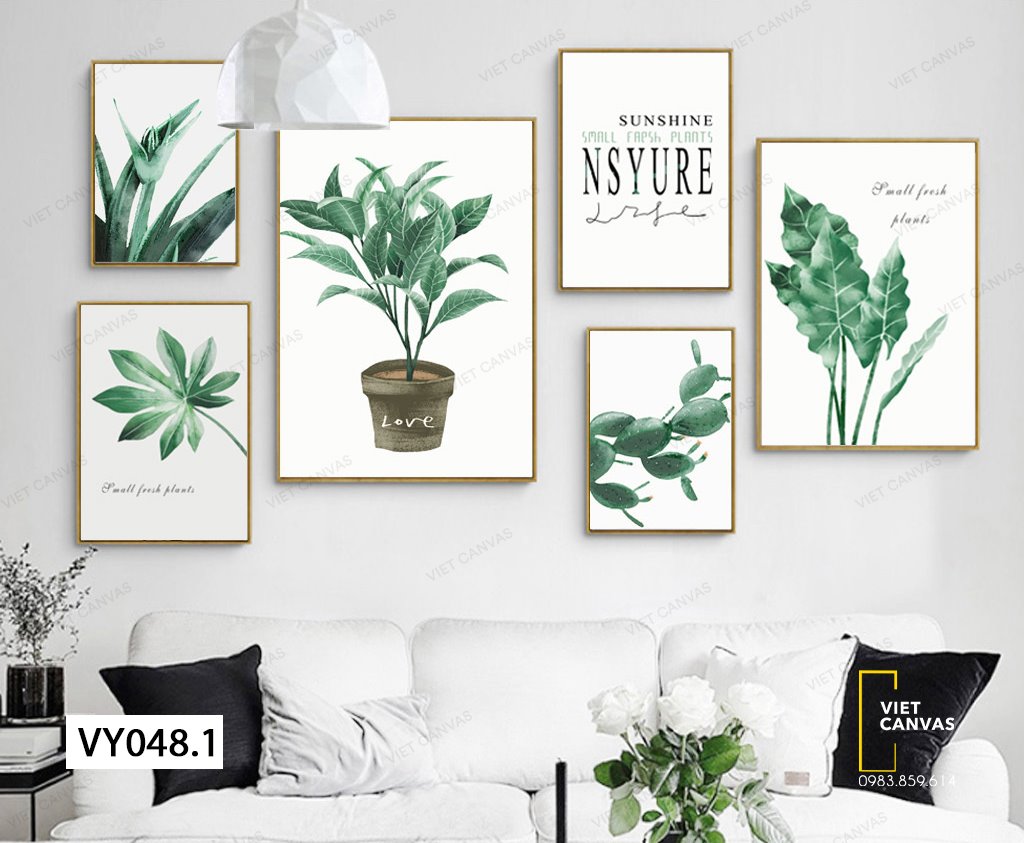 Bộ 6 Tranh Những Cành Cây Xanh Tươi Và Quotes - VY048.1