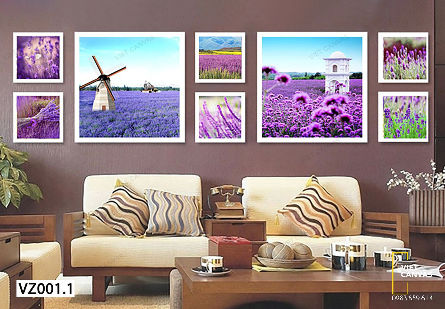 Bộ 8 Tranh Cánh Đồng Hoa Lavender Toả Hương Sắc - VZ001.1