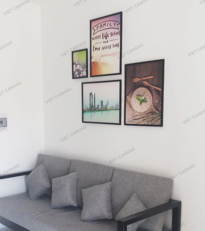 Bộ 4 Tranh Vườn Hoa, Khung Cảnh Thành Phố Và Quotes - HD069