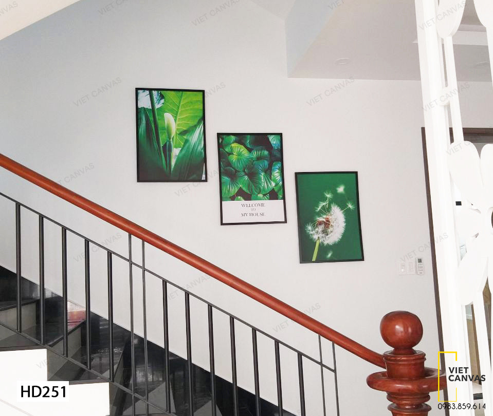 Bộ 3 Tranh Lá Cây Xanh Tươi Và Hoa Bồ Công Anh - HD251