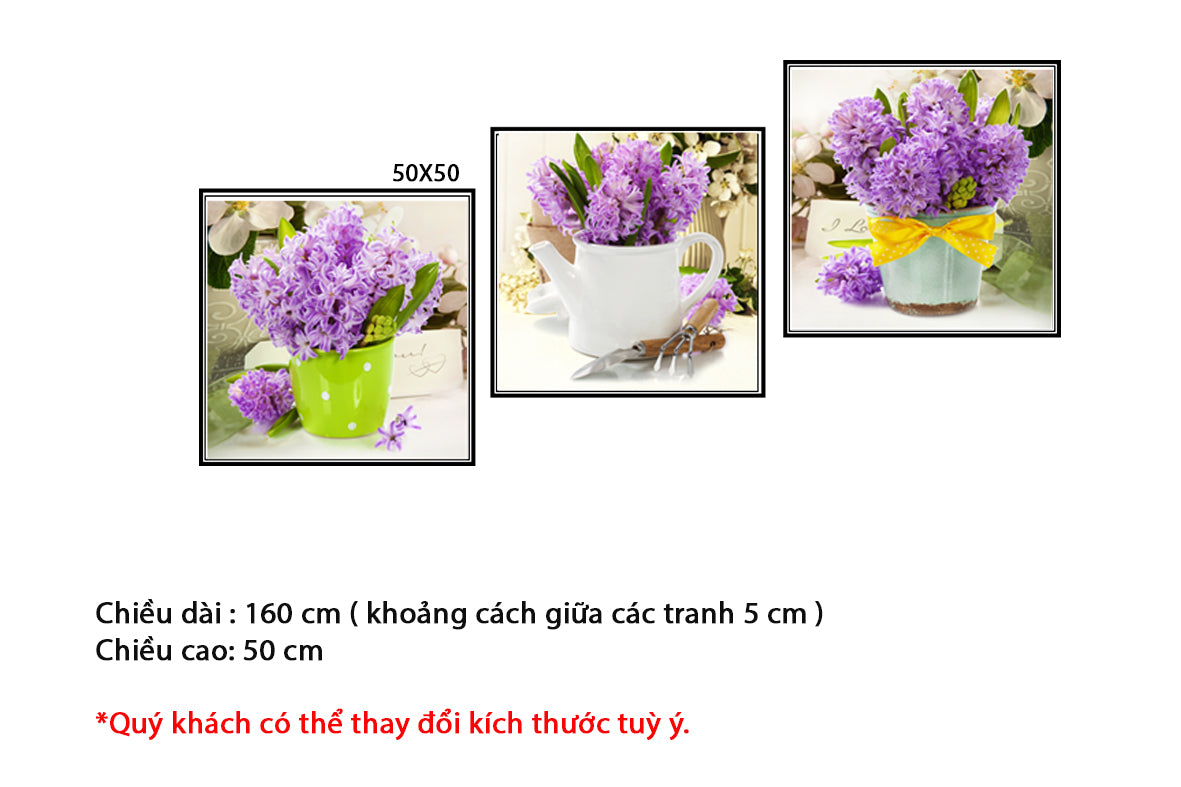 Bộ 3 Tranh Lọ Hoa Màu Tím - HD301