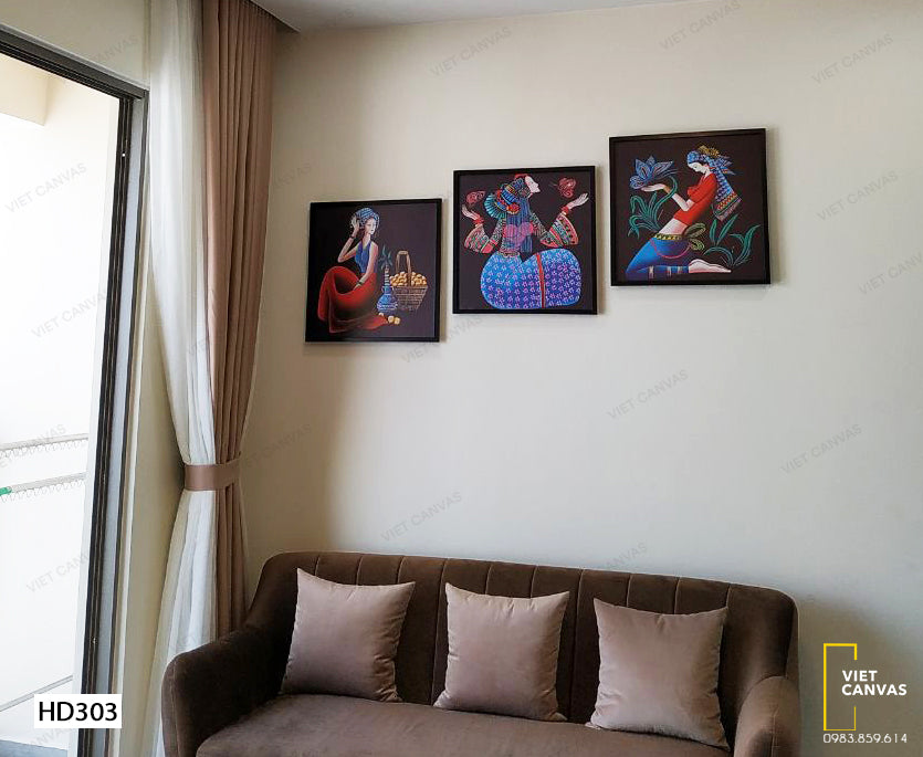 Bộ 3 Tranh Vẻ Đẹp Phụ Nữ Miền Cao - HD303