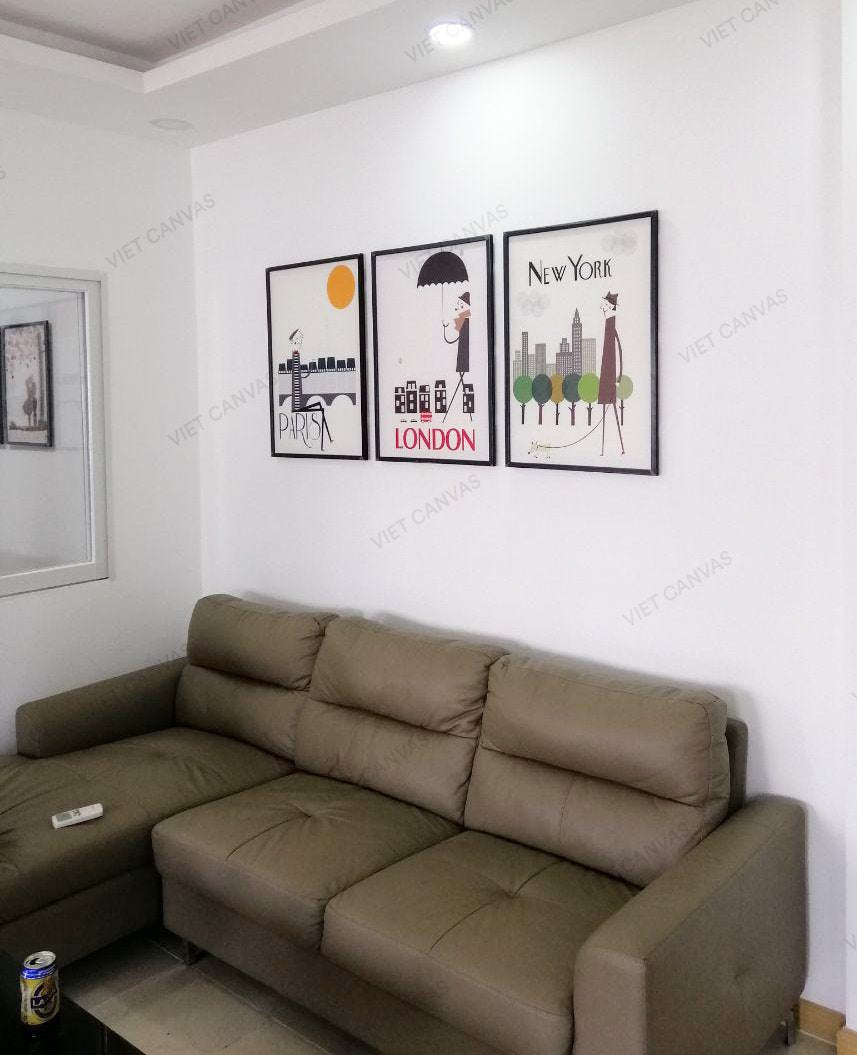 Bộ 3 Tranh Paris, London, New York - HD344