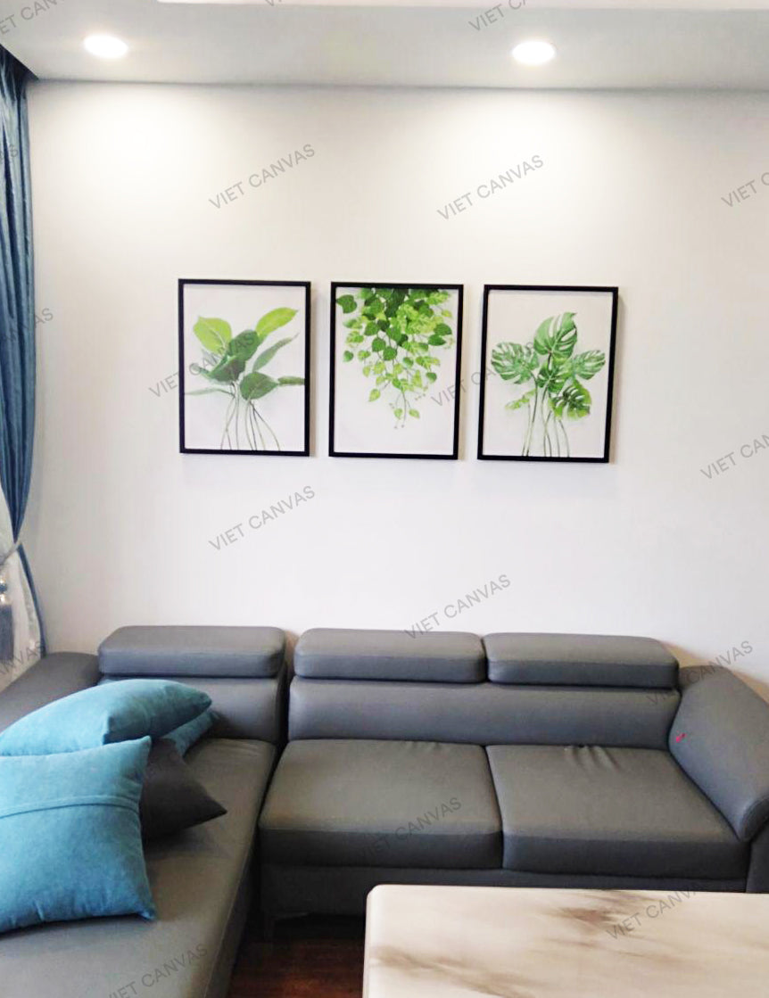 Bộ 3 Tranh Lá Xanh Nhẹ Nhàng - HD394